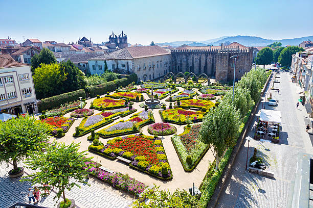 Santa Barbara garden in Braga stock photo
