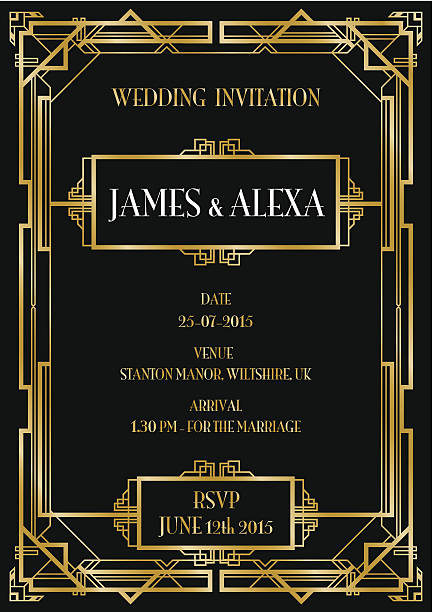 wedding invitation wedding invitation background gatsby gatsby stock illustrations