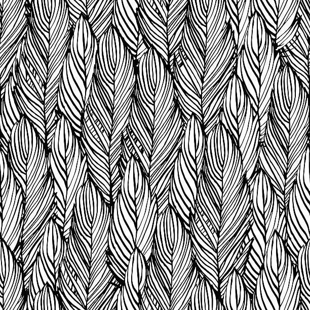 Vector illustration of Outline feather seamless pattern