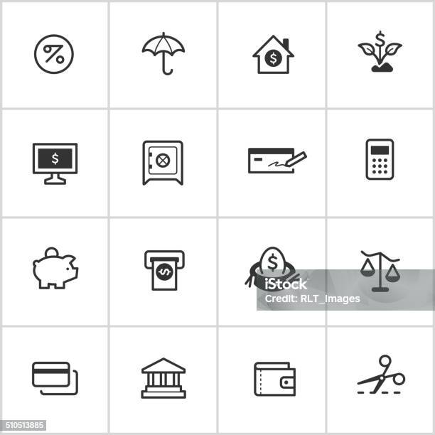 Personal Finance Icons Inky Series Stock Illustration - Download Image Now - Vaulted Door, Illustration, Ink