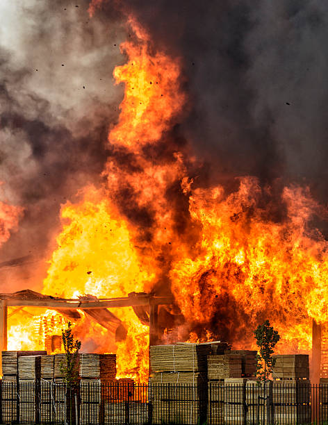 istock Factory burning in industrial area 510516887