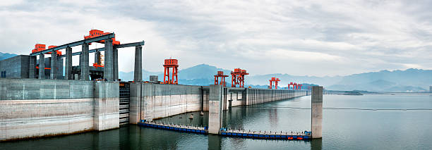 Panoramic of Three Gorges Dam Panoramic of Three Gorges Dam. Multiple images stitched. three gorges photos stock pictures, royalty-free photos & images