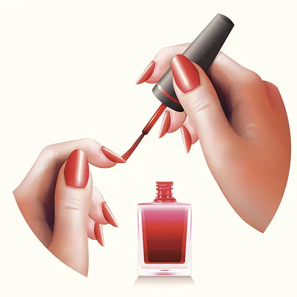 Vector illustration of Female Hands Manicure