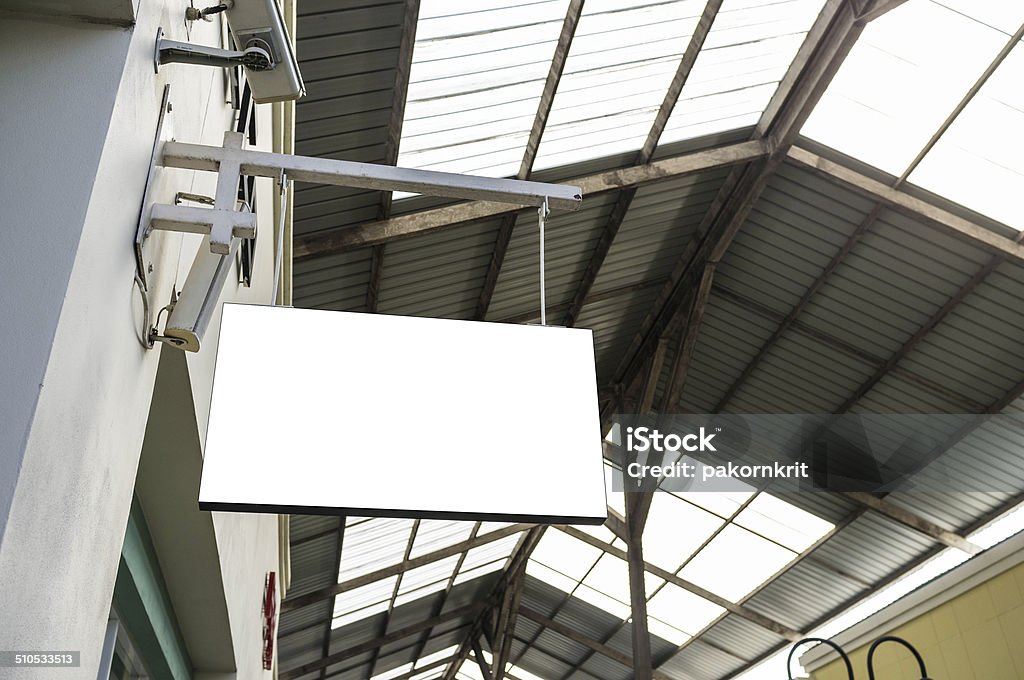 Commercial Sign blank commercial sign in shopping building Advertisement Stock Photo