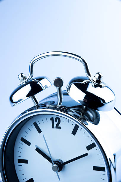 istock Metal Alarm clock, work & wake up time, white background 510534557