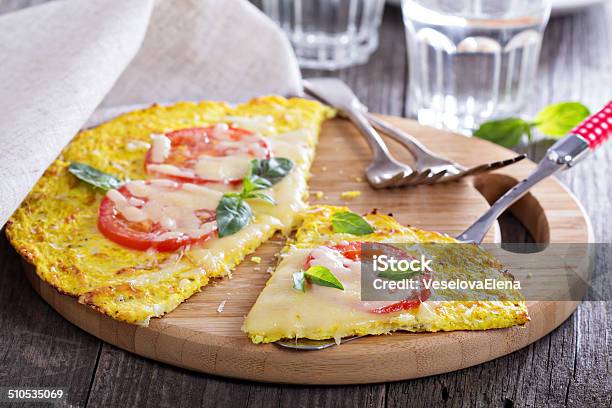 Healthy Pizza On Cauliflower Crust Stock Photo - Download Image Now - Cauliflower, Pizza, Dough