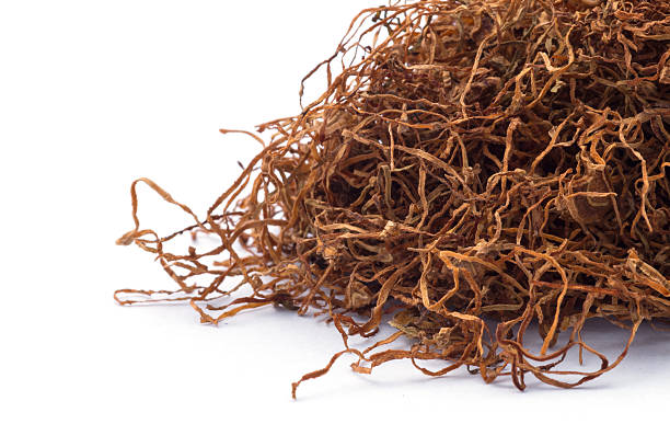 istock Loose shredded tobacco isolated on white background 510536289