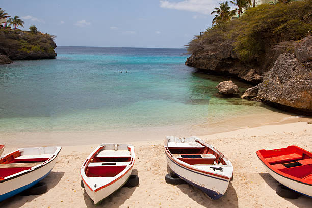 Strand mit Booten auf der Karibikinsel Curacao – Foto