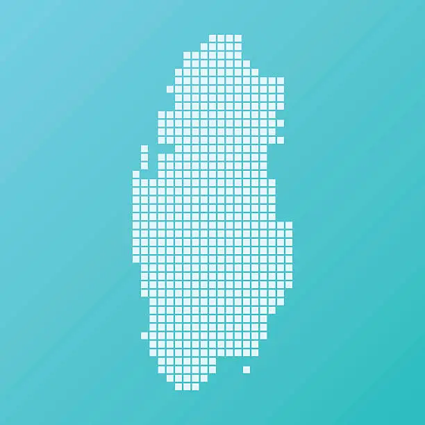 Vector illustration of Qatar Map Basic Square Pattern Turquoise