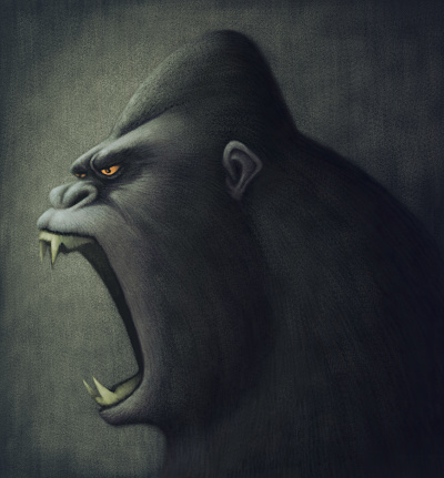 raster mascot of angry gorilla screaming…