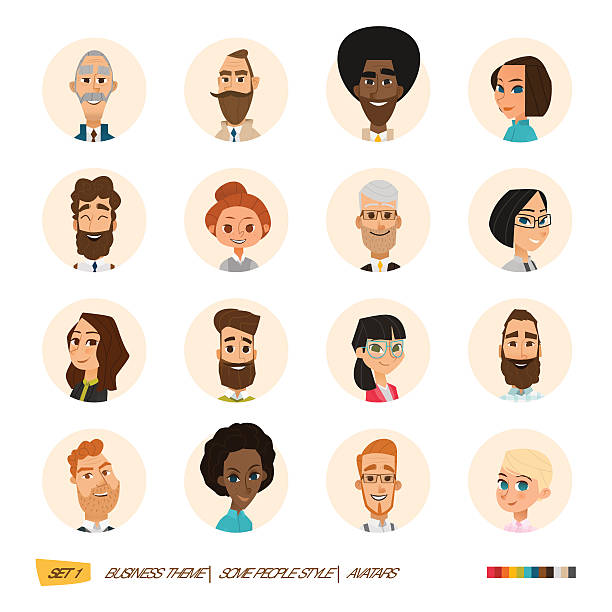 Business avatars set Business avatars collection. Cartoon graphic style cartoon of rich man stock illustrations