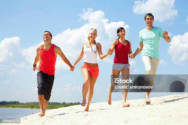 Happy Friends Stock Photo - Download Image Now - Adult, Adults Only, Barefoot