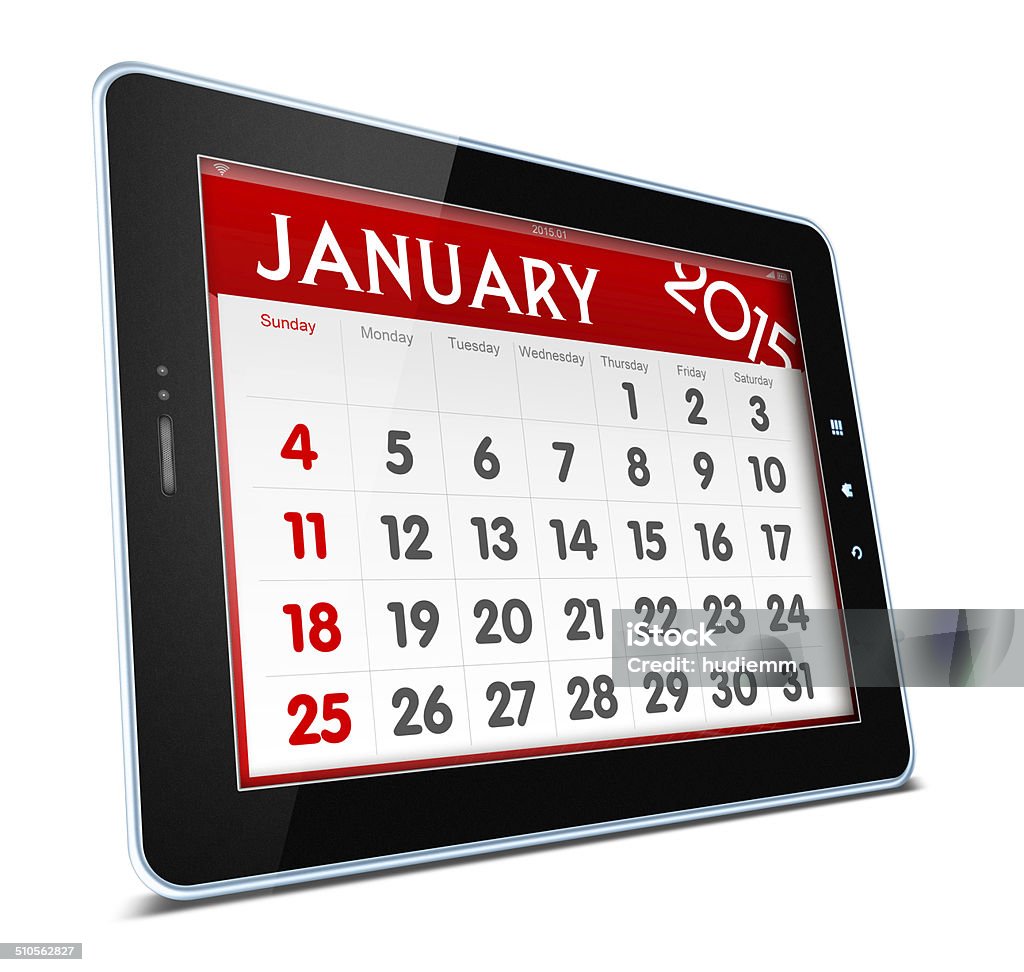 January 2015 Calender on digital tablet January 2015 Calender on digital tablet isolated on white background 2015 Stock Photo