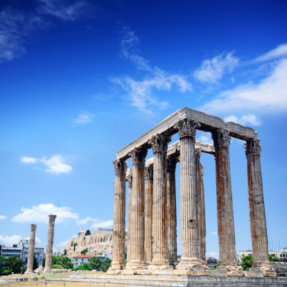 The Temple of Olympian Zeus, Athens, Greece. Composite photo