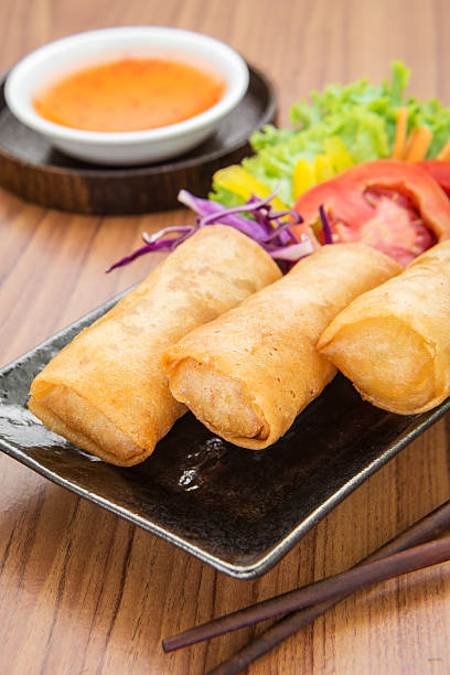 istock Spring rolls and sweet chili dip sauce 510564221