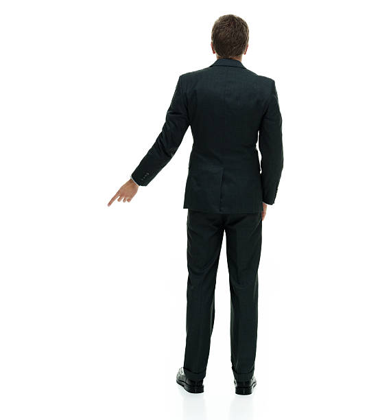 istock Rear view of businessman standing and pointing 510564390