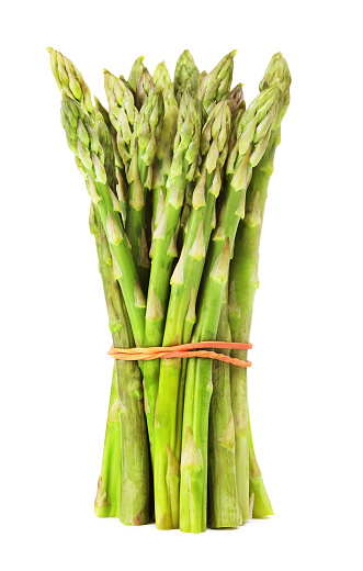 bunch of fresh green asparagus, isolated on white