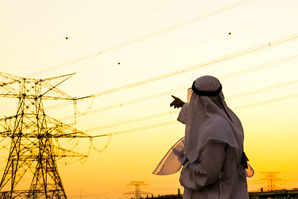 アラブの位置を電気パイロン - industrial equipment industry growth silhouette ストックフォトと画像