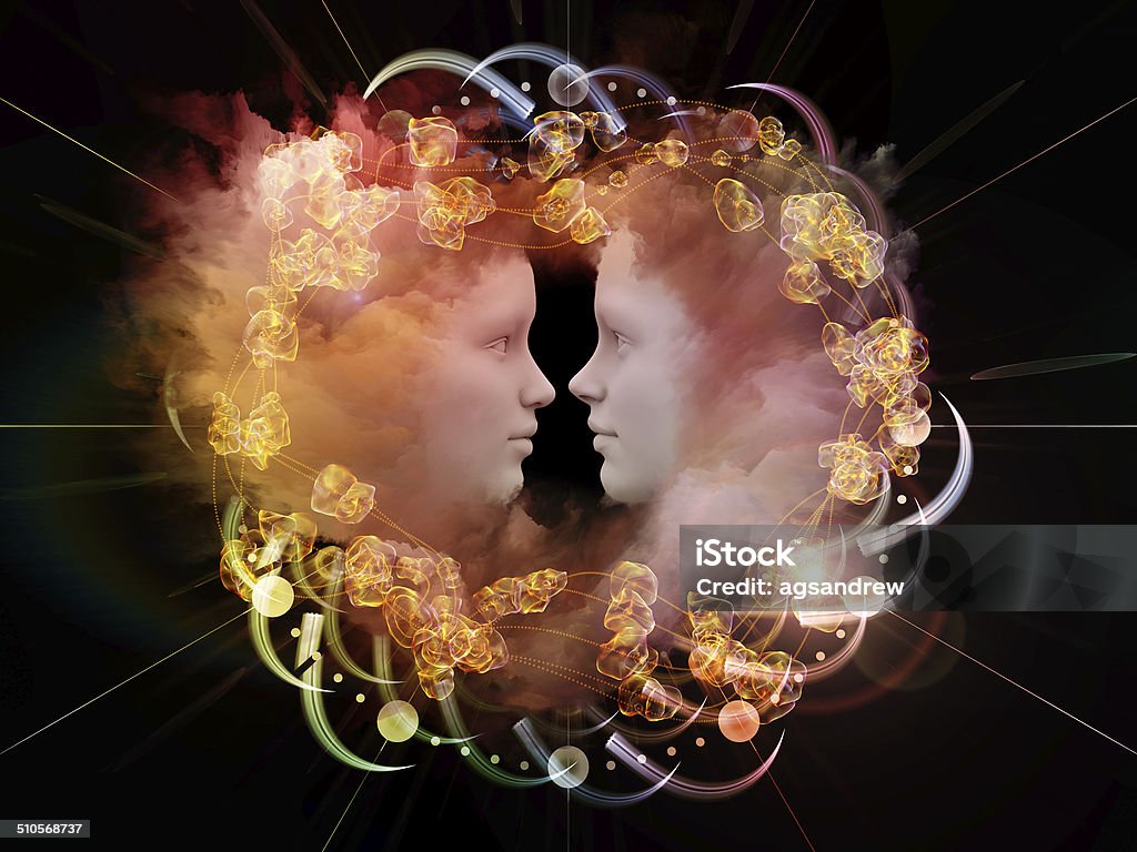 Propagation of Unity Human Dreams series. Background design of Fused human forms, fractal shapes and textures on the subject of mind, imagination, unity, friendship and love Abstract Stock Photo