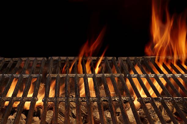 istock Empty BBQ Fire Grill And Burning Charcoal With Bright Flames. 510568966