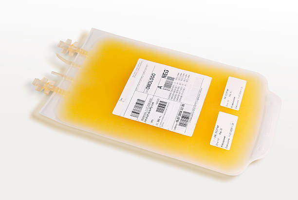 Bag of plasma Single Bag of plasma on white board blood plasma stock pictures, royalty-free photos & images