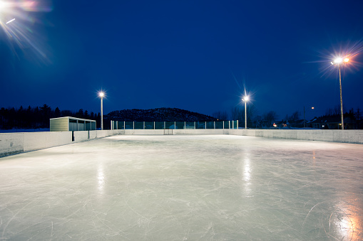 Outdoor skating rink at night in quebec 