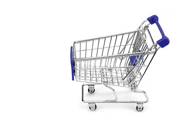 istock New Empty Blue Shopping Cart Isolated On White, Side View 510572580
