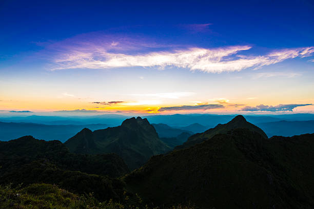 Sun set over sub alpine hills, Scenic Landscape