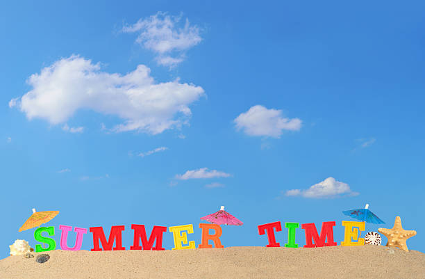 istock Summer time letters on a beach sand 510573032