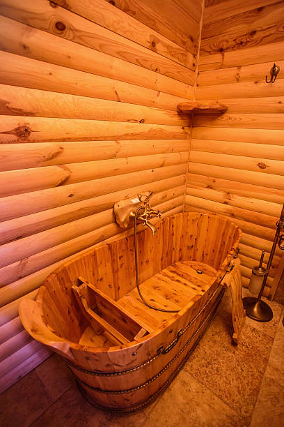 istock Unique traditional wooden bathroom 510573792
