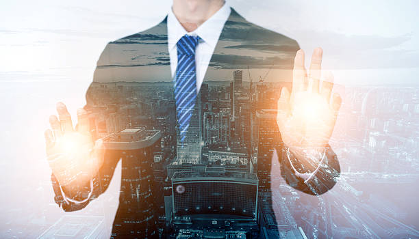 istock Multiple Exposure City and Businessman 510574176