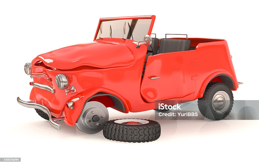 the broken 3d car the vehicle costs on the road after accident Accidents and Disasters Stock Photo