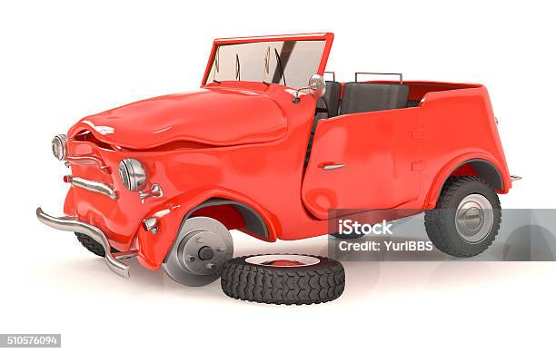The Broken 3d Car Stock Photo - Download Image Now - Accidents and Disasters, Behind, Breaking