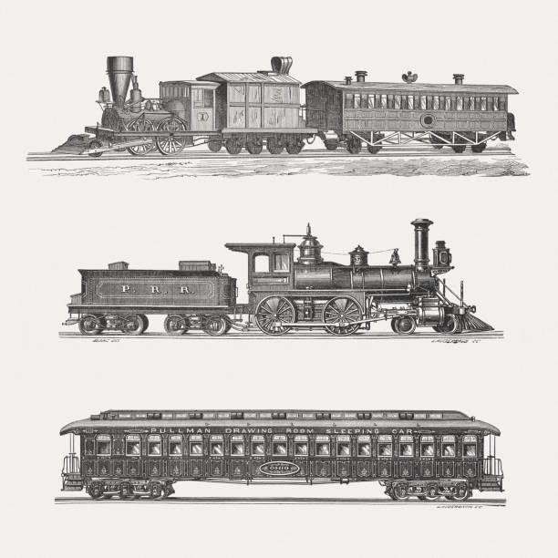 American steam trains, wood engravings, published in 1880 American steam trains:  whitman county washington state stock illustrations