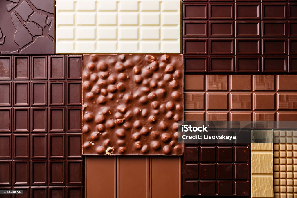 Chocolate pattern background Chocolate bar assortment pattern background wallpaper Chocolate Stock Photo