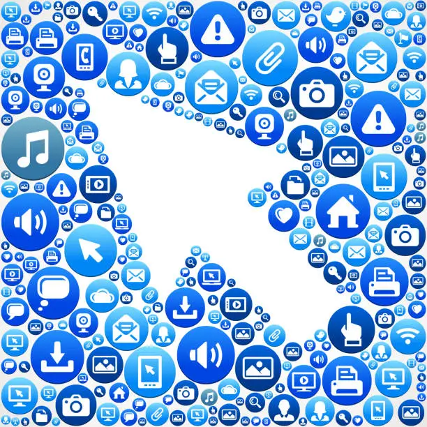 Vector illustration of Cursor Technology Internet and Media Blue Button Pattern
