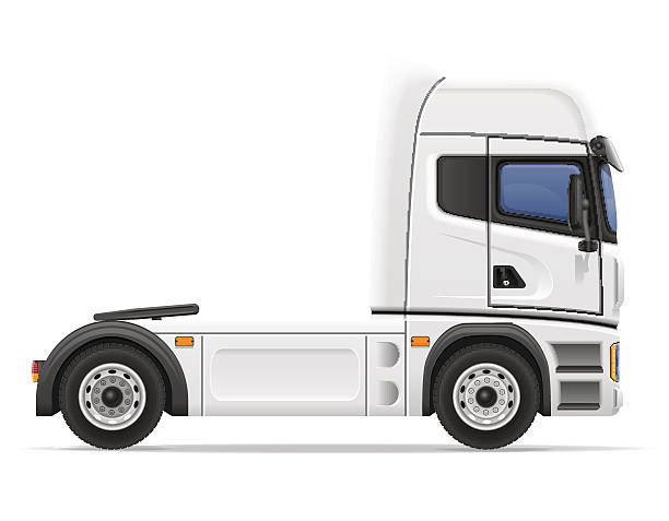 anhänger vektor-illustration halb lkw - car side view truck truck driver stock-grafiken, -clipart, -cartoons und -symbole