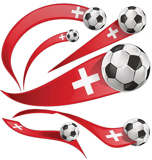Vector illustration of swiss flag set with soccer ball