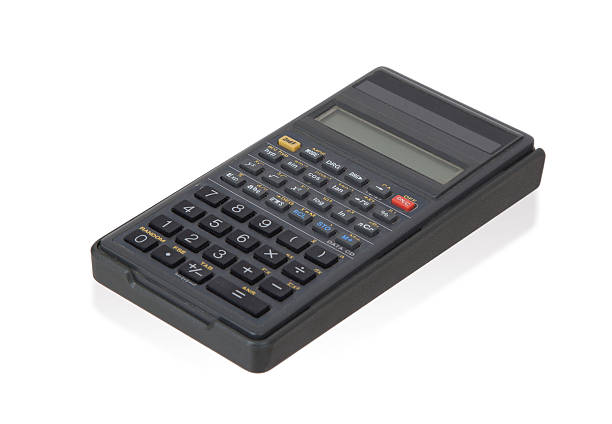 istock Dirty old calculator isolated 510585278