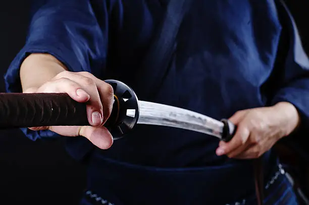 Kendo fighter with sword detail