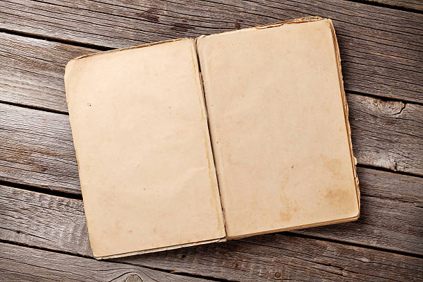 istock Open vintage book on wood 510587136