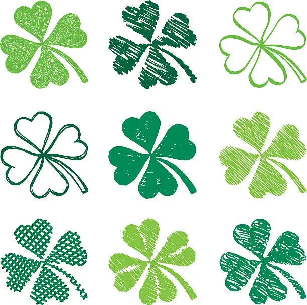 Vector illustration of St. Patrick's Day Shamrock Symbols