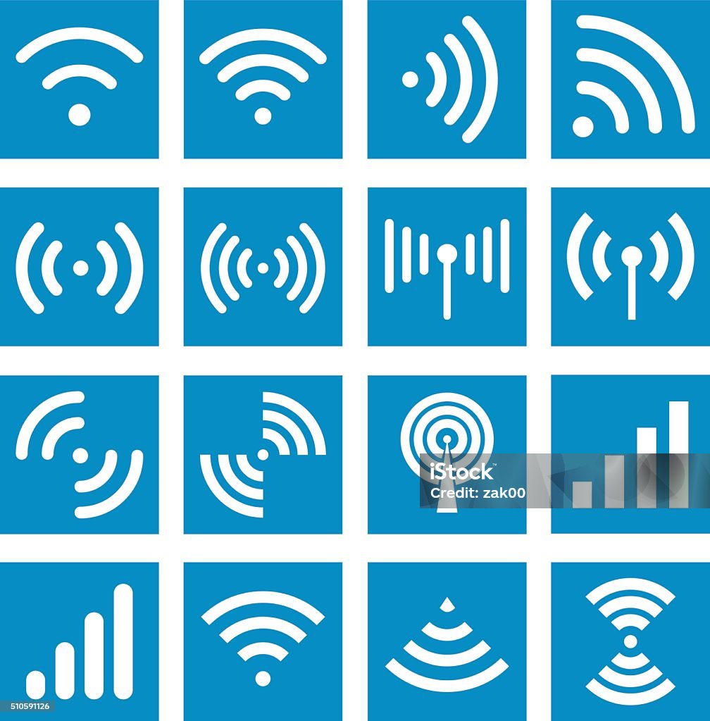 Wifi icons - Illustration Radio waves sign. Global colour used Wireless Technology stock vector
