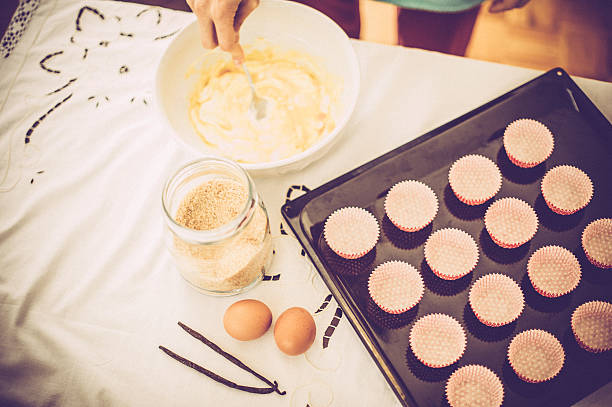 istock Woman's Hand Mixing Dough, High Angle View 510592232
