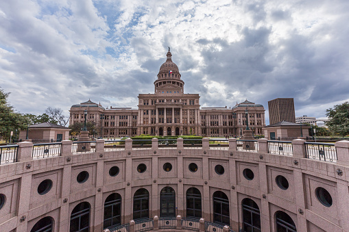 Texas state capital building in cloudy day, Austin.
