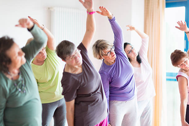 active senior women yoga class