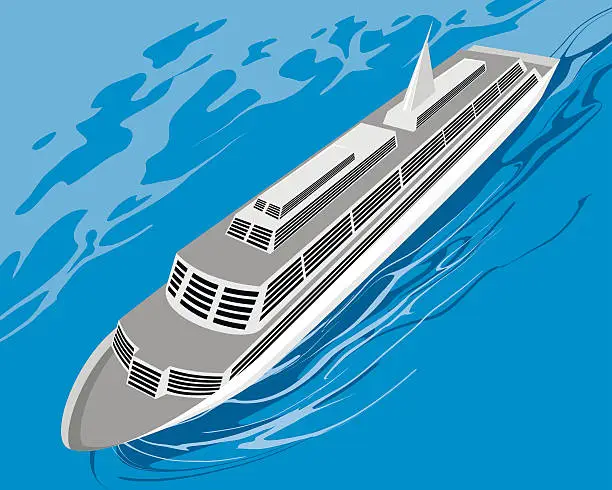 Vector illustration of Cruise ship on sea