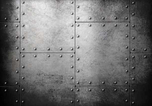 old steel metallic background old metal armour with rivets background ironclad stock pictures, royalty-free photos & images