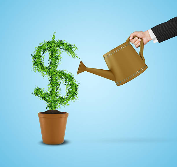istock Businessman and watering pot (path in side) 510611389