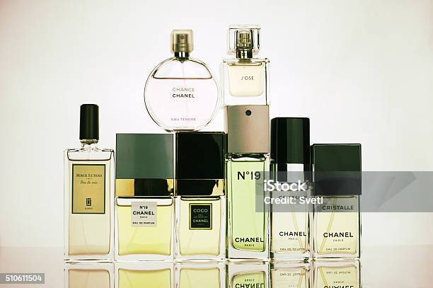 Various Perfumes Set Stock Photo - Download Image Now - Chanel
